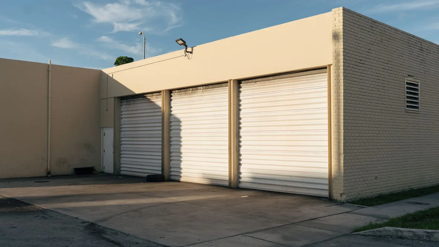 Industrial unit with roller shutter doors