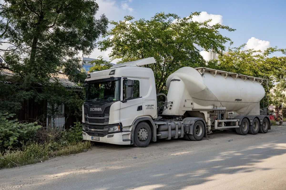 Tanker vehicle parked on a road